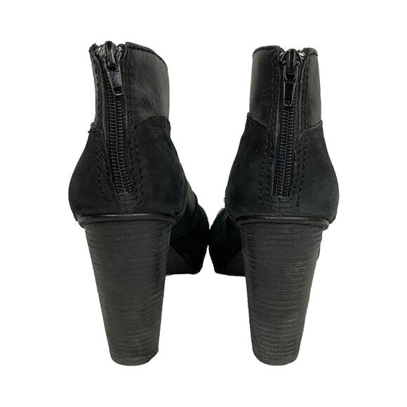 Fossil Bobbi Peep Toe Ankle Boots Booties Women’s Size 8.5 Black Leather - Picture 12 of 13